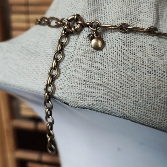 J. Crew Statement Necklace Topaz Honey Clear Stones Oxidized Brass 10 Medallions - Picture 5 of 14